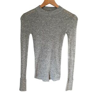 UNIF Women’s Gray Ribbed Knit Stretchy Lightweight Mock Neck Sweater Sz XS